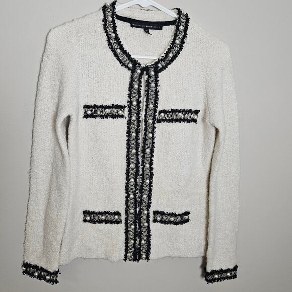 White House Black Market Pearl Detail Cardigan Sweater Sz XS - Picture 2 of 13